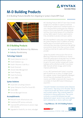 M-D Building Products: Success Story
