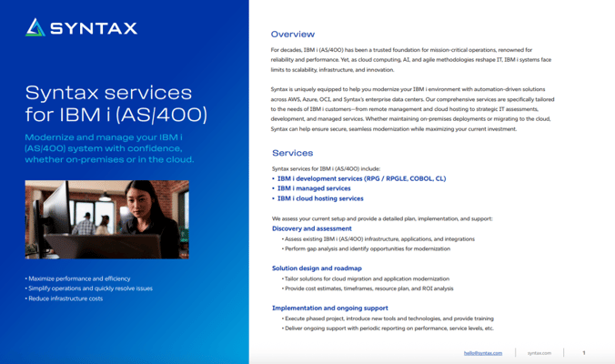 Syntax services for IBM i (AS/400)