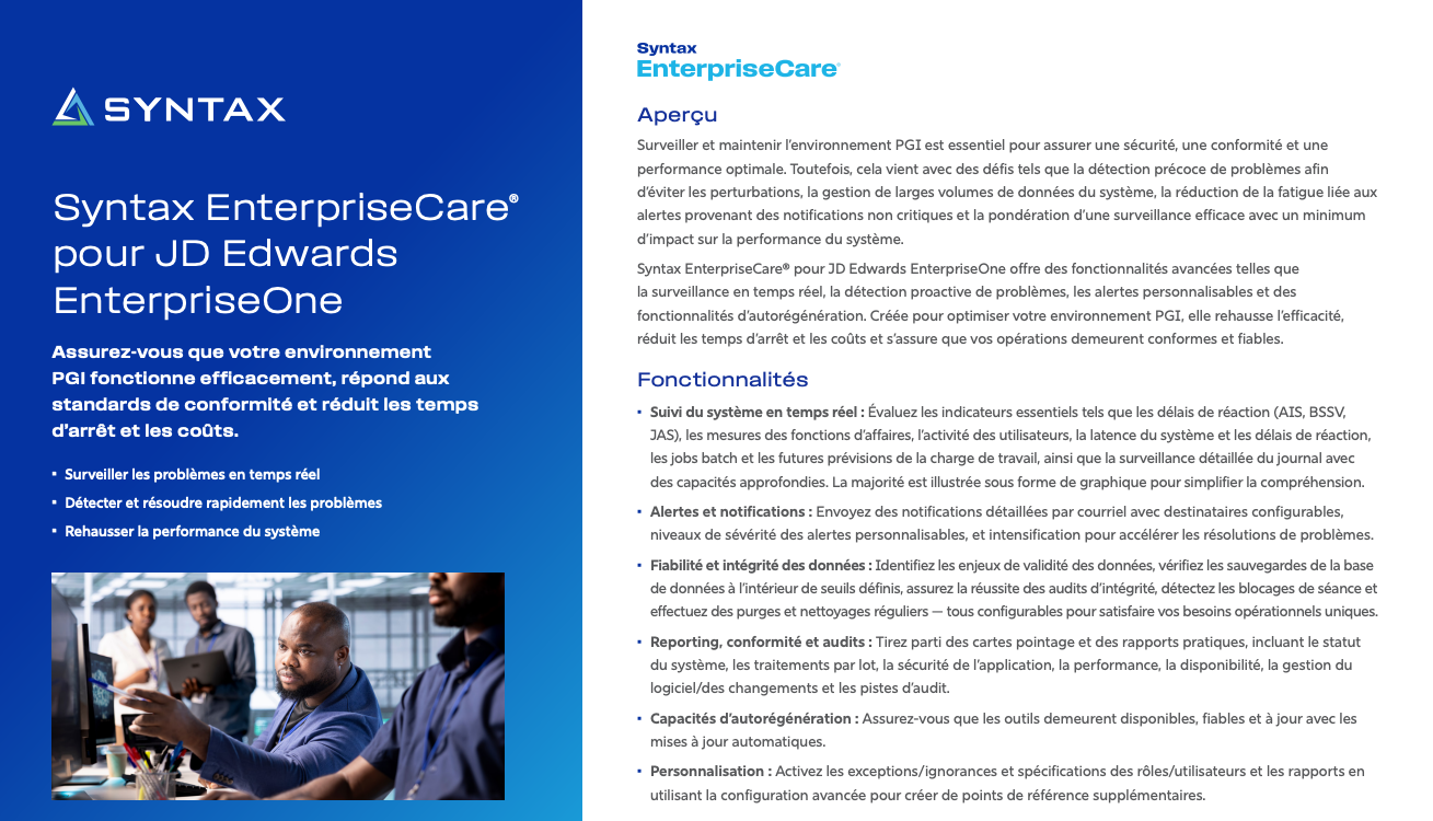 Syntax EnterpriseCare for JDE E1 - FR | Thumbnail
