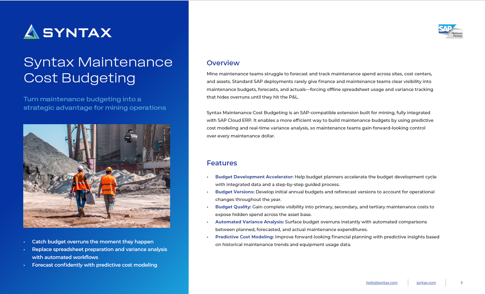 Syntax Maintenance Cost Budgeting screenshot