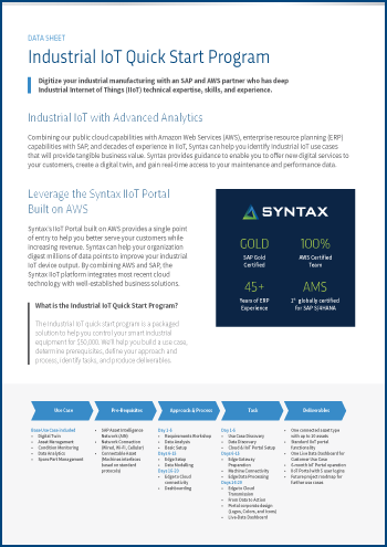 Industrial IoT Quick Start Program: Data Sheet