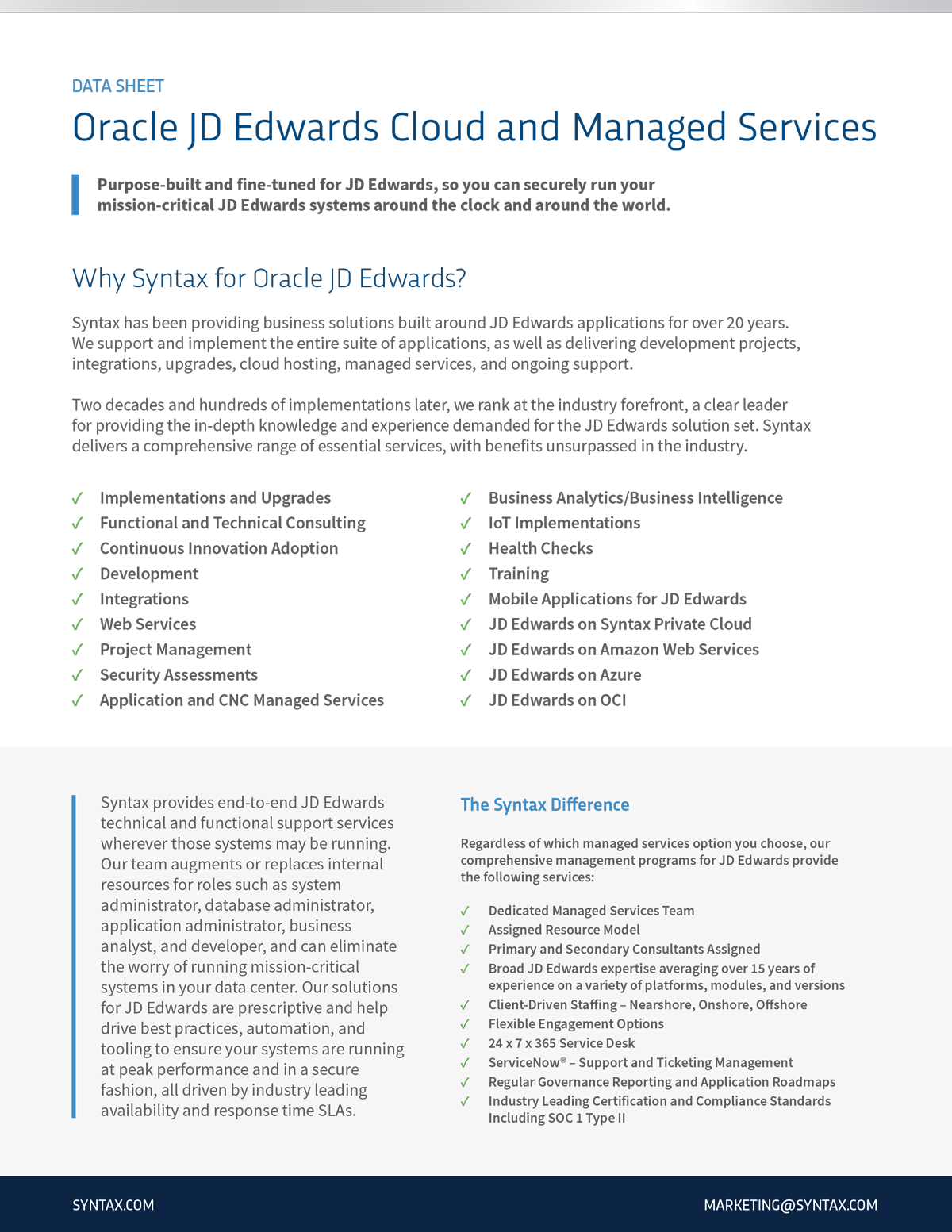 Oracle JD Edwards Cloud and Managed Services: Data Sheet