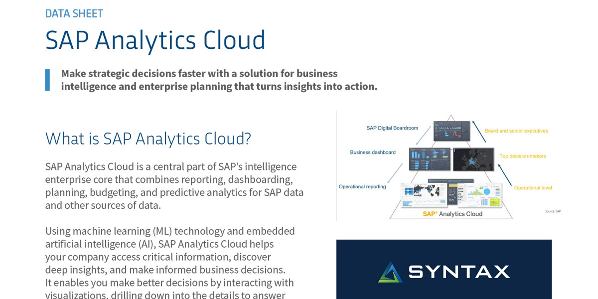 SAP Analytics Cloud: Data Sheet